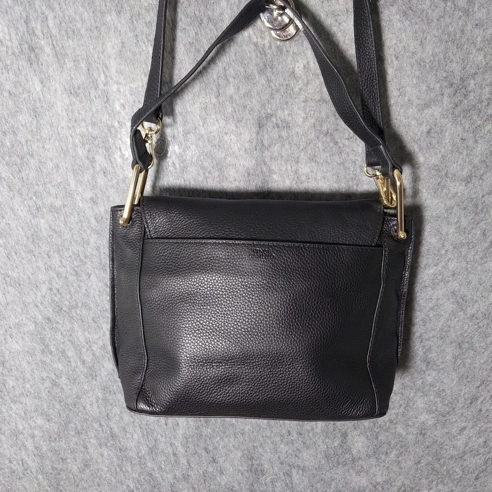Vince‎ Camuto Crossbody Bag Black Pebbled Leather Croc Embossed Chain Handbag